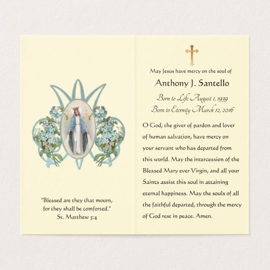宗教カトリック葬儀記念聖札 名刺 (内部フラット)