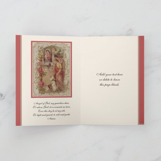 宗教ガーディアンエンジェル祈りの言葉ヤングガール カード (内部)