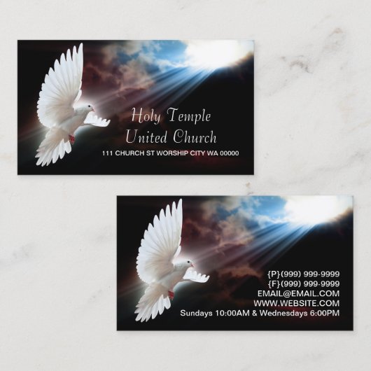 宗教キリスト教のドーブスピリチュアル教会賛辞 名刺 (正面/裏面)