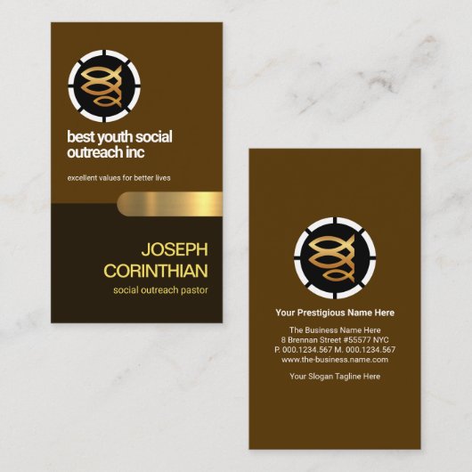 宗教キリスト教三魚レトロ層教会 名刺 (正面/裏面)