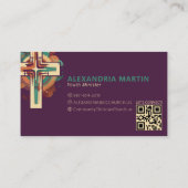 宗教キリスト教教会クロスQRコードモダン 名刺 (裏面)
