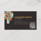 宗教キリスト教教会クロスQRコードモダン 名刺 (裏面)