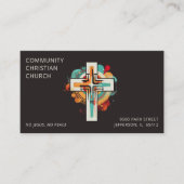 宗教キリスト教教会クロスQRコードモダン 名刺 (正面)