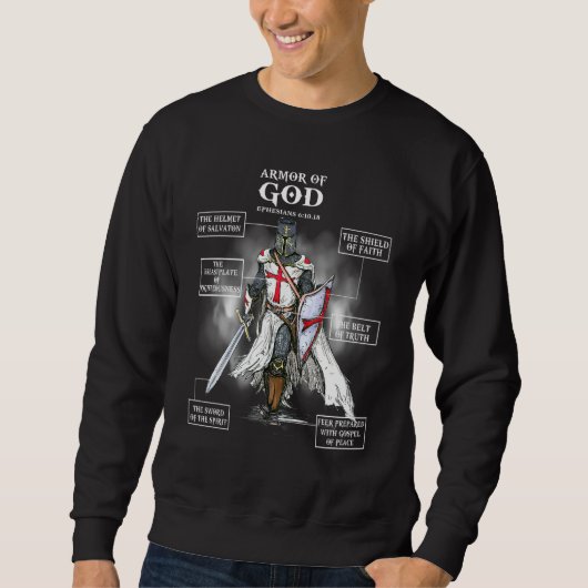 宗教クリスのための神のバイブルクールの聖句の鎧 スウェットシャツ (正面)