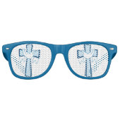 宗教クリスチャンと青が交差 レトロサングラス (正面)