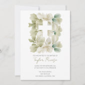 宗教クリスチャンのクロスグリーン葉バプテスマ 招待状 (正面)