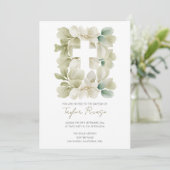 宗教クリスチャンのクロスグリーン葉バプテスマ 招待状 (スタンド正面)