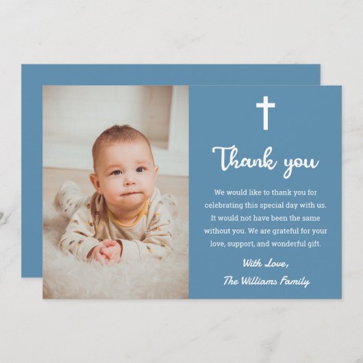 宗教クリスチャン《キリスト教》洗礼式や命名式バプテスマ聖餐会 サンキューカード (正面/裏面)
