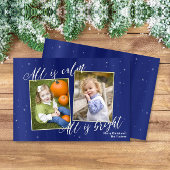 宗教クリスマスの写真カード、濃紺の金ゴールド シーズンカード