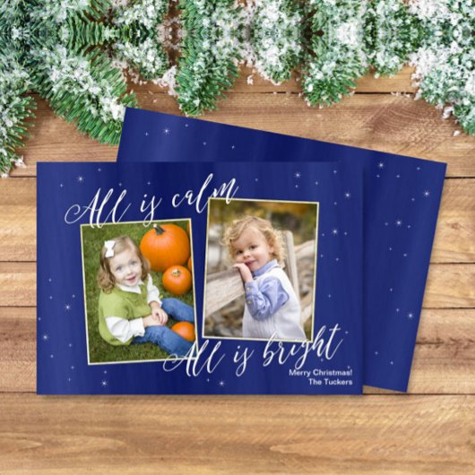 宗教クリスマスの写真カード、濃紺の金ゴールド シーズンカード