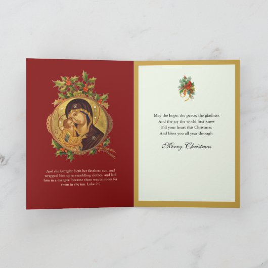 宗教クリスマスイエスヴァージンマリーヴィンテージ  シーズンカード (内部)