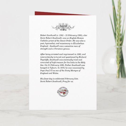 宗教クリスマスイエズスヴァージンマリージョセフポエム  シーズンカード (裏面)