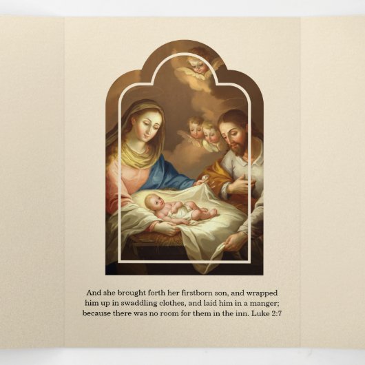 宗教クリスマスイエズスヴァージンマリーポエムトリフォル 三つ折りクリスマスカード (内部中)