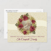 宗教クリスマスベビーイエズスフローラリース ポストカード (正面/裏面)