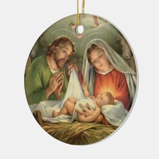 宗教クリスマスヴィンテージ出生イエズスマリア  セラミックオーナメント (左)