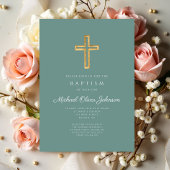 宗教クロスグリーンスクリプトボーイバプテスマ 招待状