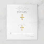 宗教クロスセージ緑の男の子ファースト聖餐式 プレイスカード (外部開封)