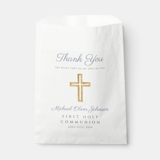 宗教クロスブルーボーイファースト聖餐式 フェイバーバッグ (正面)