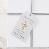 宗教クロスボーイブルーストライプバプテスマ ギフトタグ