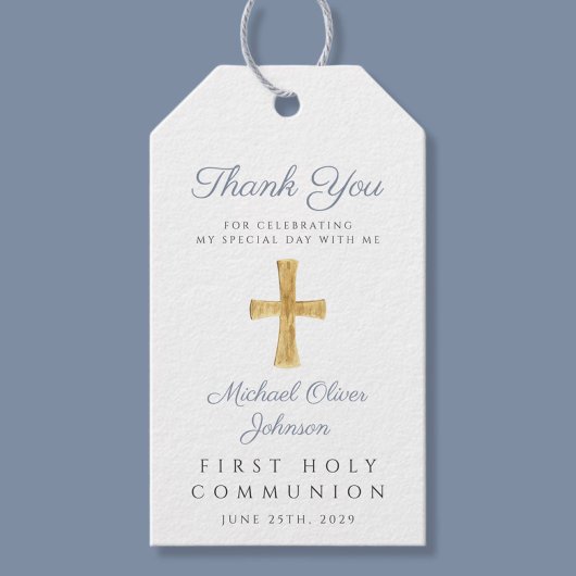 宗教クロスボーイブルー第一聖餐式 ギフトタグ