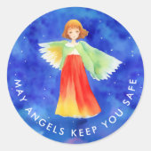 宗教スタイリッシュ神が色守護天使を祝福 ラウンドシール (正面)