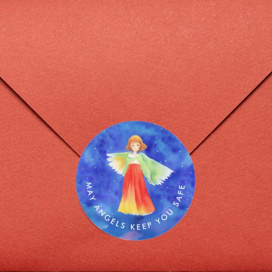 宗教スタイリッシュ神が色守護天使を祝福 ラウンドシール