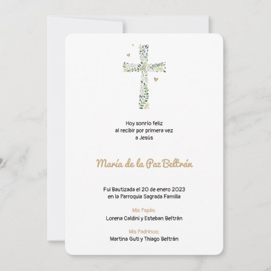 宗教スペインのバプテスマ&バウティゾエスタンパ 案内状 (正面)