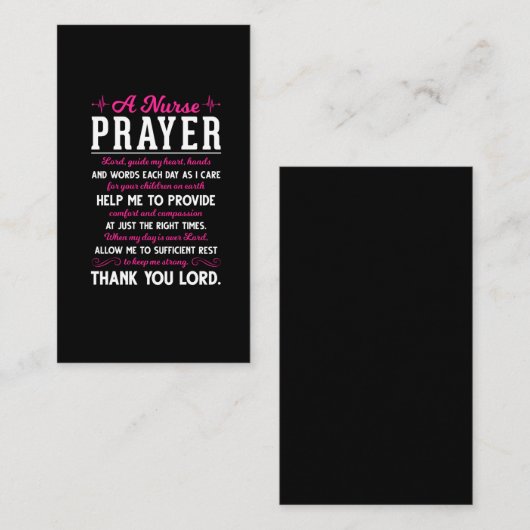 宗教ナース祈りの言葉キリスト教看護王 名刺 (正面/裏面)