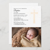 宗教バプテスマと《キリスト教》洗礼式や命名式ベビー写真 招待状 (正面/裏面)