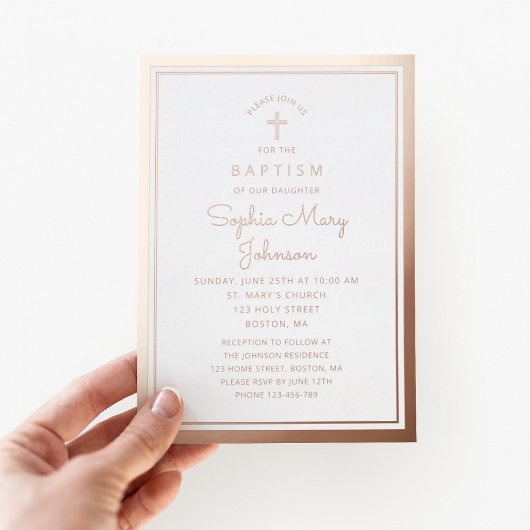 宗教バラエレガント金ゴールドクロススクリプトバプテスマ 箔招待状