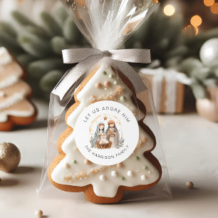 宗教パーソナライズされた出生クリスマスのシール ラウンドシール