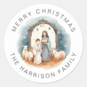 宗教パーソナライズされた出生クリスマスのシール ラウンドシール (正面)