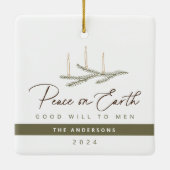 宗教パーソナライズされた的クリスマス平和 セラミックオーナメント (裏面)
