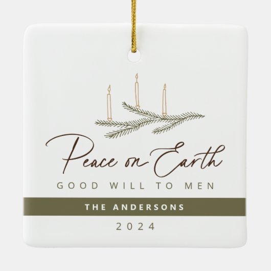 宗教パーソナライズされた的クリスマス平和 セラミックオーナメント (裏面)