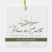 宗教パーソナライズされた的クリスマス平和 セラミックオーナメント (正面)