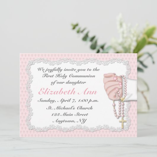 宗教ピンクの数珠は招待状に玉を付けます 招待状 (スタンド正面)