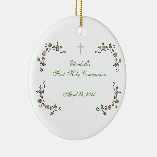 宗教ピンクの花のコーナー セラミックオーナメント (右)