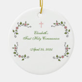 宗教ピンクの花のコーナー セラミックオーナメント (正面)