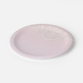 宗教ピンク、白いレース ペーパープレート (アングル)