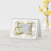 宗教フレームの白 カード (黄色い花)