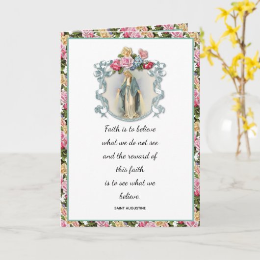 宗教フローラバラヴィンテージヴァージンメアリーカード カード (黄色い花)