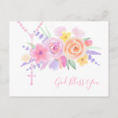 宗教フローラロザリオカトリック祈りの言葉ヴィンテージ  ポストカード (正面)