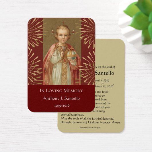 宗教ベビーのイエス・キリストの葬儀の記念の神聖なカード (デスク)