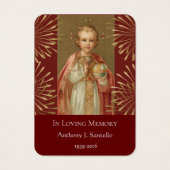 宗教ベビーのイエス・キリストの葬儀の記念の神聖なカード (正面)