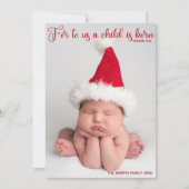 宗教ベビー写真クリスマスバイブル聖句レッド シーズンカード (正面)