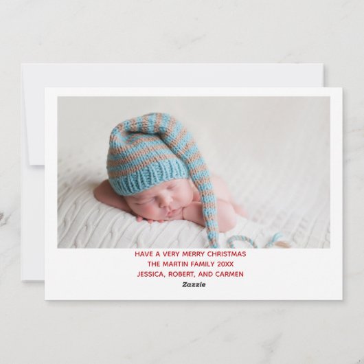 宗教ベビー写真クリスマスバイブル聖句レッド シーズンカード (裏面)