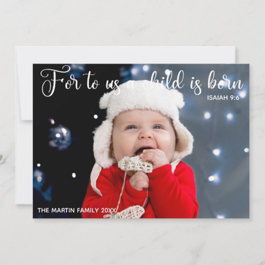 宗教ベビー写真クリスマス誕生発表 シーズンカード (正面)