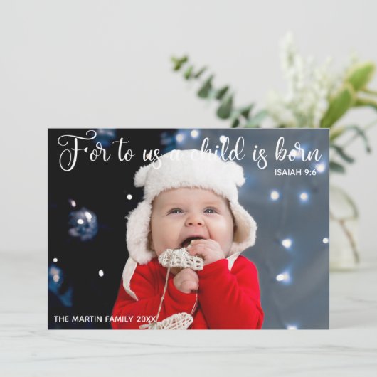 宗教ベビー写真クリスマス誕生発表 シーズンカード (スタンド正面)