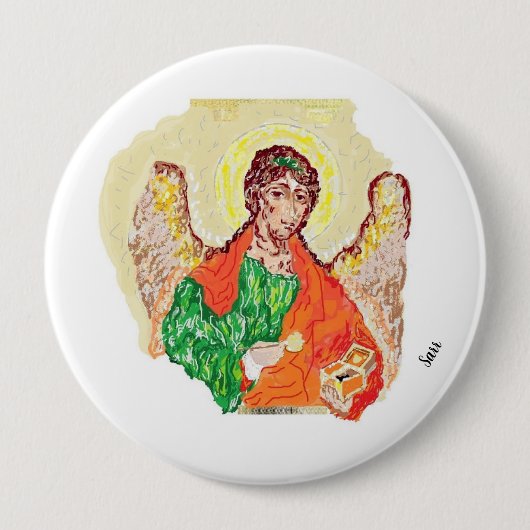 宗教ボタン： Archangel Raphael 缶バッジ (正面)