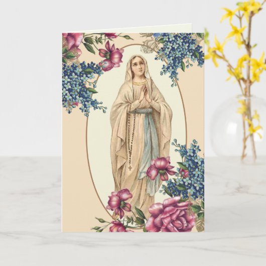 宗教マザーズ·デイ·賛美ヴァージン·マリア·ヴィンテージ カード (黄色い花)